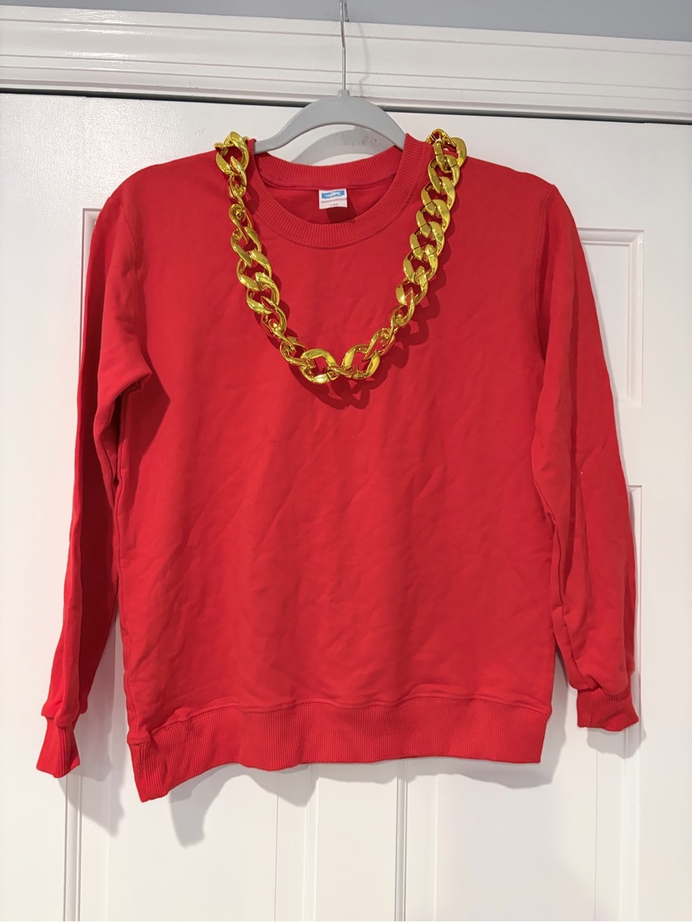 Youth XL Red Costume Crewneck Sweatshirt with Gold Chain